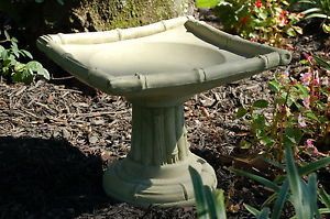 Oriental Asian Zen Birdbath Bird Bath Garden Accent Outdoor Decor Cast Cement