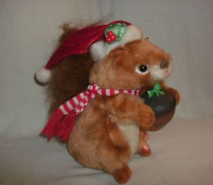 Gemmy Squirrel Holiday Acorn Scarf Sound Hat Santa Sings Bad Behavior Song