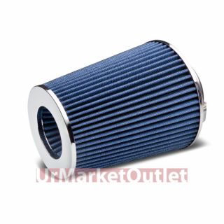 3" 8" Short RAM Cold Air Intake 2 Layer Cone Clamp on Truck Pickup Filter Blue