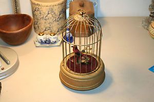 Wonderful Antique Animated Bird Music Box Bird Cage