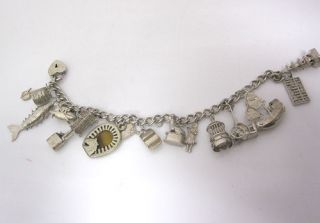Fantastic Antique Detailed Chinese Asian Theme Sterling Silver 17 Charm Bracelet