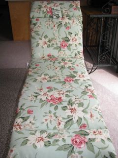 Chaise Lounge Cushion Patio Camela Aloe Green Red Floral Reversible New