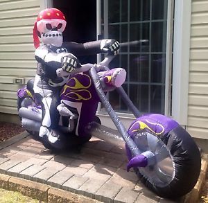 RARE Gemmy 8ft Long Halloween Inflatable Skeleton Grim Reaper Motorcycle Rider