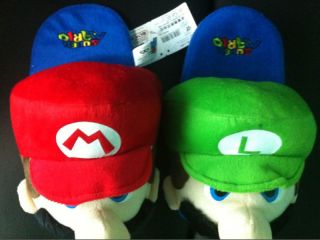 New Nintendo Super Mario Luigi 12" Plush Kids Slippers