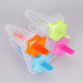 Six Pointed Star Ice Popsicle Maker Ice Cream Mold Set of 4 Freeze Pops for DIY
