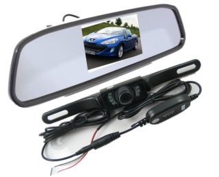 4 3" LCD Car Rear View Mirror Monitor Wireless IR Reverse Backup Camera Kit