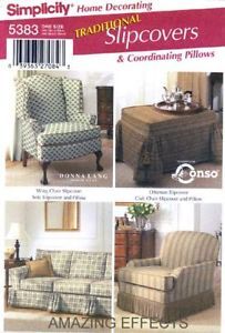 Simplicity Pattern 5383 Slipcovers Chair Sofa Pillows