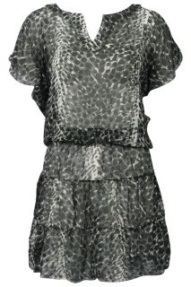 Religion Clothing Ladies Black Animal Print Chiffon Kaftan Tunic Dress Size 6 14
