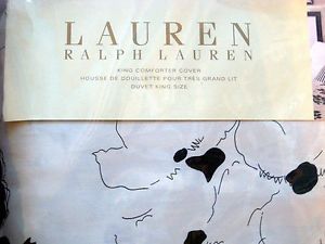 Ralph Lauren King Duvet Comforter Cover Port Palace Black White Floral