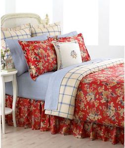 Ralph Lauren Madeline Red Floral 4P Cal King Comforter Set