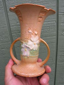 Vintage Roseville Art Pottery Flower Vase Tan 047 6 Cosmos American Crafts Old