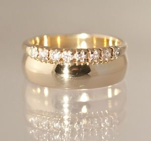 14k Yellow Gold Diamond Wedding Band Ring Soldered Together 4 03G Size 3 5