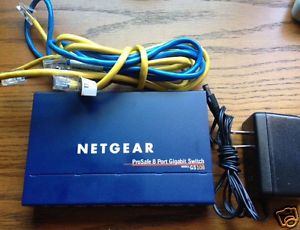 Netgear ProSafe GS108 8 Port Gigabit Switch GS108 Power Adapter Ethernet Cables