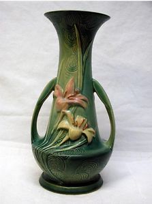 Lovely Colorful Antique Roseville Art Pottery Vase 140 12"