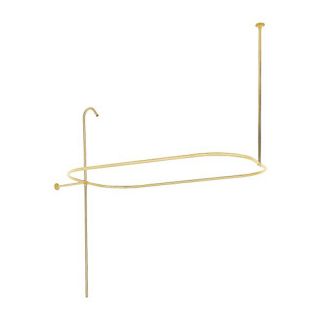 Polished Brass Clawfoot Tub Shower Conversion Kit with Enclosure Curtain Rod