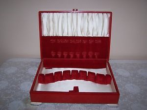 Antique Red Wooden Footed Silverware Box Rogers Bros 1847