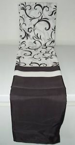 Elegant Black White Scroll Fabric Shower Curtain New
