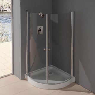 38" x 38" Belem Corner Shower Enclosure with Tray Brushed Chrome