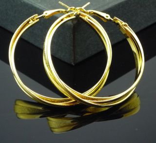 Fashion Gold Tone Big Large Circle Round Hoop Earrings 2 3" NP15