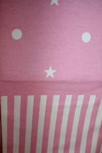 Bambini Pink Polka Dot, Stripe & Star Fabric Shower Curtain White NEW