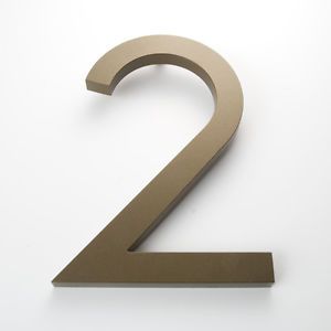Modern House Number Bronze Color Aluminum Modern Font Number Two "2"