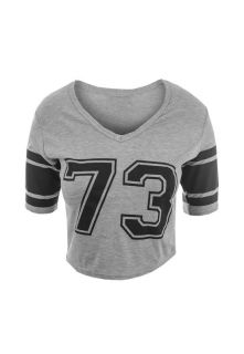 Ladies Short Sleeve College Varsity Number 73 Print Crop Tops Tees T Shirts