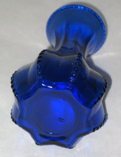 Antique Cobalt Blue Glass Bud Vase 5" Tall Depression Glass