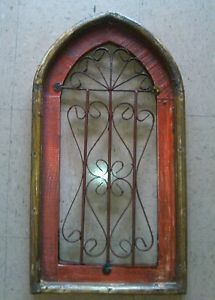 New 100 Mexican Red Vintage Looking Wrought Iron Wood Arc Design Window Frame