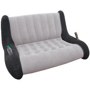 New Intex Gray Inflatable Sofa Lounge Gaming Chair Couch Double Seat 68560E