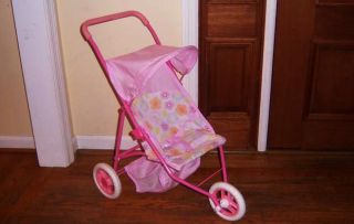 Three 3 Wheel Girls Baby Doll Pink Flowers Folding Jogger Stroller w Canopy