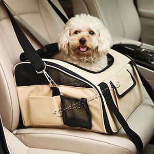 New Medium Pet Dog Cat Puppy Car Seat Carrier Travel Bag Crate Beige