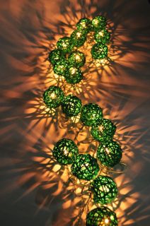 20 Green Rattan Wicker Ball String Home Indoor Bedroom Decor Gift Wedding Lights