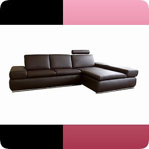 Modern Dark Brown Leather Sectional Sofa 2 Piece Sofas