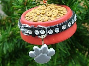 Pet Food Dish Cat Dog Bowl Collar Christmas Ornament