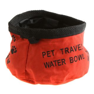 Pet Dog Cat Collapsible Foldable Camping Travel Bowl Water Food Feeder Red