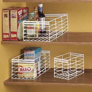 Set of 3 White Coated Steel Wire Kitchen Pantry Spice Racks Cabinet Organizers