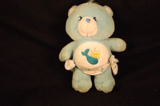 10" Blue Plush Baby Tugs Lovey Care Bear Diaper Doll