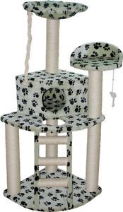 Cat Tower Scratching Post Kitten Tree w Paw Print Design Pet Furniture New