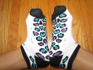 Well Worn White and Leopard Print Gym Training Womens Ankle Socks Private