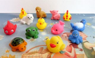 13pcs Rubber Duck Chicken Tortoise Dog Pig Frog Kids Party Favors Baby Bath Toys