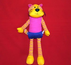 Manhattan Toy Baby 18" Striped Kitty Cat Plush Long Legs Pink Purple Yellow Gold