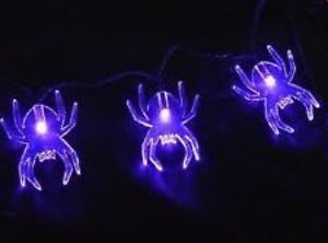WOW Purple Halloween LED Spider String Lights 35 Lights 17 Feet Bright LED Tech