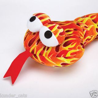 Zanies Sizzlin' Serpent Snake Orange Plush Squeaker Tug Large Dog Toy