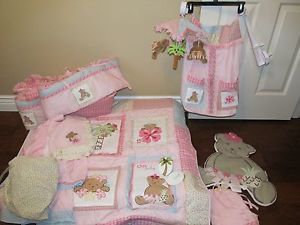 Op Baby Crib Bedding Hawaiian Pink 13 Piece Tropical Surfer Girl Set Infant
