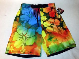 Joe Boxer Hawaiian Board Shorts Brilliant Floral Print Men's Surfer Swim Suit