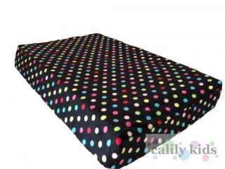 Baby Toddler Change Mat Cover Super Soft Black Polka Dot Print Minky