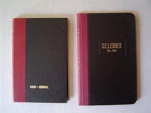 2 Vtg Black Red Hard Cover Accounting Books SE Ledger Cash Journal Unused