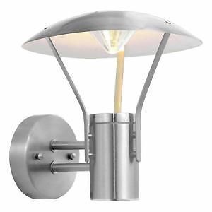 Two Eglo Roofus Wall Mount Outdoor Stainless Steel Light Fixture