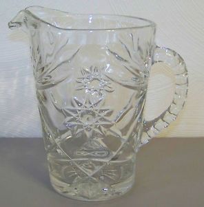 Beautiful Cut Glass Pitcher Heavy Glass Water Pitcher Possibly Vintage