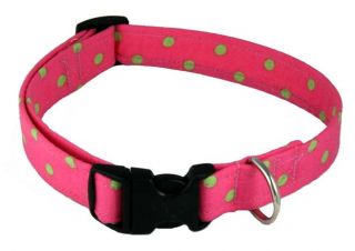 Pink Lime Green Polka Dot Designer Dog Collar